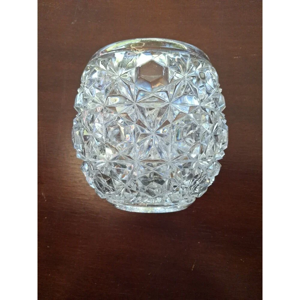 Clear Lead Hand cut Crystal Rose Bowl/Vase/Votive Candle